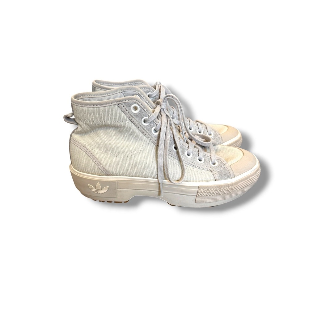 Adidas Nizza Bonega Mid Sneakers Womens 9.5 White Canvas Platform High Top Shoes